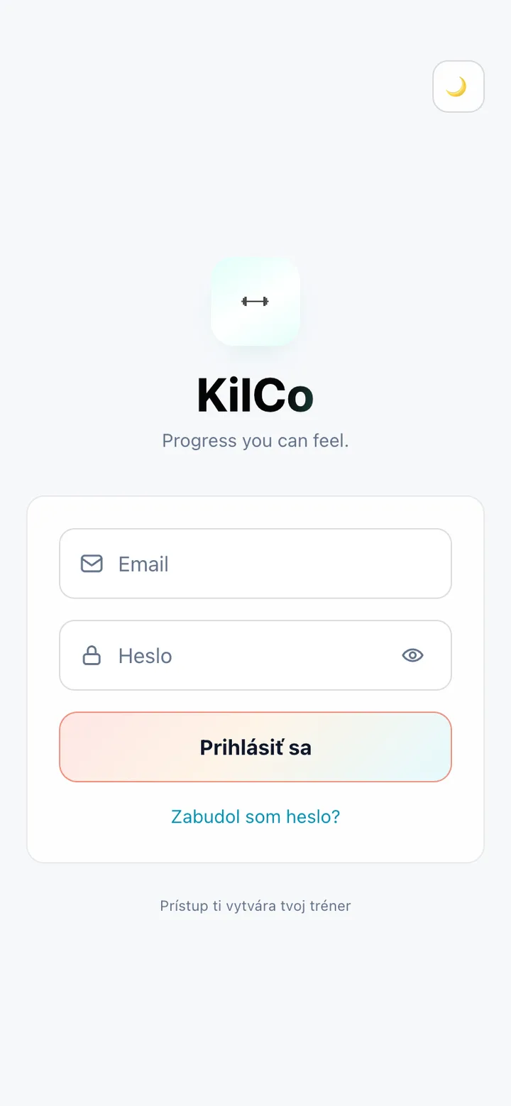 KilCo — prihlasovacia obrazovka aplikácie